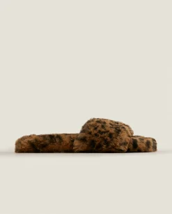 Animal Print Faux Fur Slippers