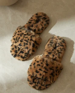 Animal Print Faux Fur Slippers