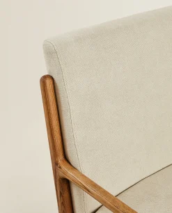 Ash Wood And Linen Armchair