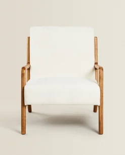 Ash Wood And Linen Armchair