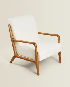 Ash Wood And Linen Armchair
