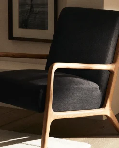 Ash Wood And Linen Armchair