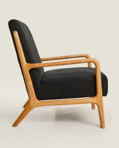 Ash Wood And Linen Armchair