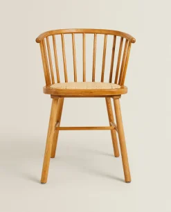 Ash Wood Chair With Rattan Seat