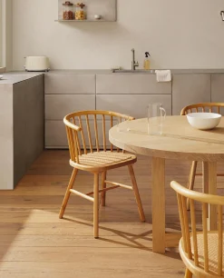 Ash Wood Chair With Rattan Seat