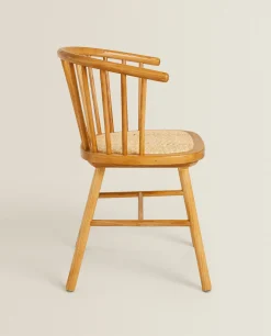 Ash Wood Chair With Rattan Seat