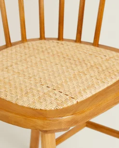 Ash Wood Chair With Rattan Seat