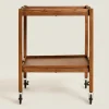 Ash Wood Folding Cart With Trays