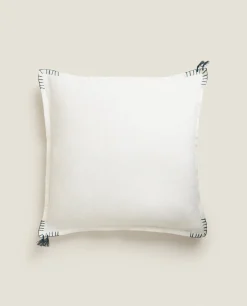 Backstitched Throw Pillow Cover