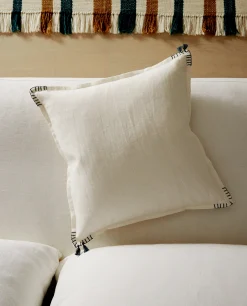 Backstitched Throw Pillow Cover