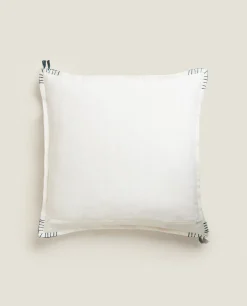 Backstitched Throw Pillow Cover