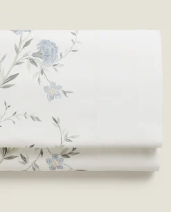 Blue Floral Print Flat Sheet
