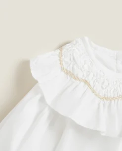 Bodysuit With Embroidered Collar