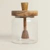 Borosilicate Glass And Wooden Honey Jar