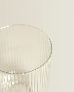 Borosilicate Glass Tumbler With Raised Lines
