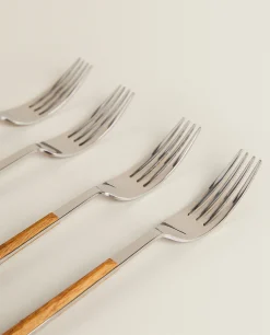 Box 4 Forks With Wood Pattern Handles
