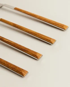 Box 4 Forks With Wood Pattern Handles