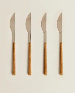 Box 4 Knives With Wood Pattern Handle