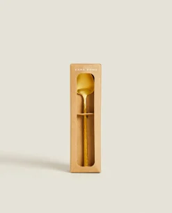 Box Of 4 Dessert Spoons With Hammered Handle