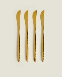 Box Of 4 Knives With Hammered Handle