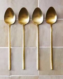 Box Of 4 Spoons With Hammered Handle