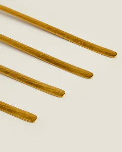 Box Of 4 Spoons With Hammered Handle