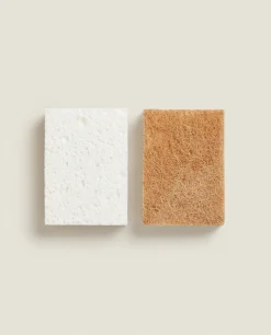 Cellulose And Fiber Non-Scratch Sponges (Pack Of 2)