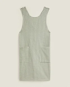 Check Apron With Ruffles