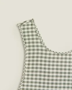 Check Apron With Ruffles
