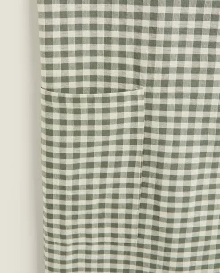 Check Apron With Ruffles
