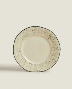 Christmas Dessert Plate With Raised Floral Design