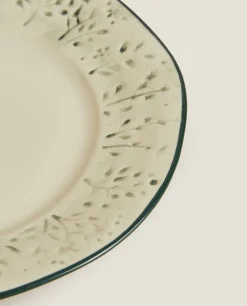 Christmas Dessert Plate With Raised Floral Design