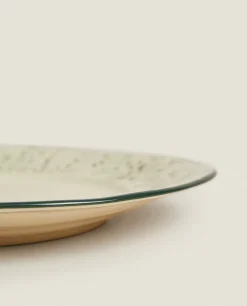 Christmas Dessert Plate With Raised Floral Design
