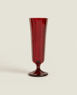 Christmas Faceted Glass Flute