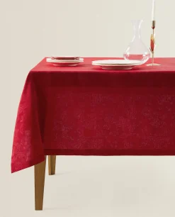 Christmas Floral Jacquard Tablecloth