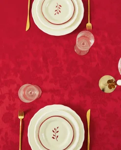 Christmas Floral Jacquard Tablecloth