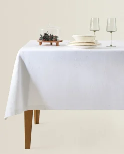 Christmas Glittery Floral Jacquard Tablecloth