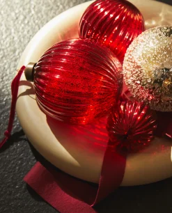 Christmas Spiral Glass Bauble Decoration