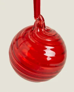 Christmas Spiral Glass Bauble Decoration