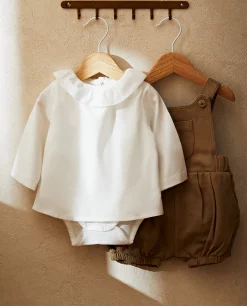 Cotton Bodysuit With Ruffled Neckline