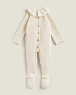 Cotton Romper With Silk And Collar