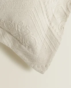 Cotton Throw Pillow Cover With Geometric Design