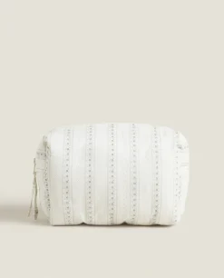 Cotton Toiletry Bag With Border