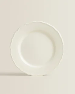 Earthenware Dinner Dish With Raised-Design Edge