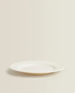 Earthenware Dinner Dish With Raised-Design Edge