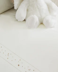 Embroidered Moons And Stars Flat Sheet