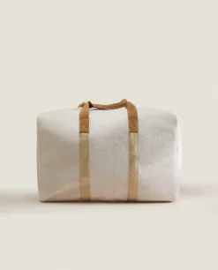 Fabric Travel Bag With Leather Detail