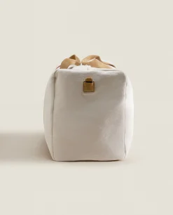 Fabric Travel Bag With Leather Detail
