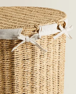 Fabric-Lined Laundry Hamper
