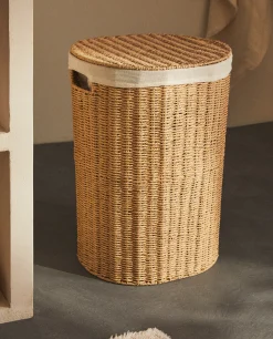 Fabric-Lined Laundry Hamper